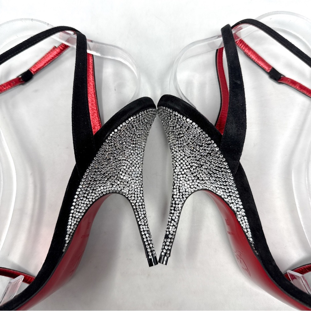 Christian Louboutin Arch Queen Strass Suede Stiletto Sandal Heels Sexy Black 38 - Picture 11 of 16